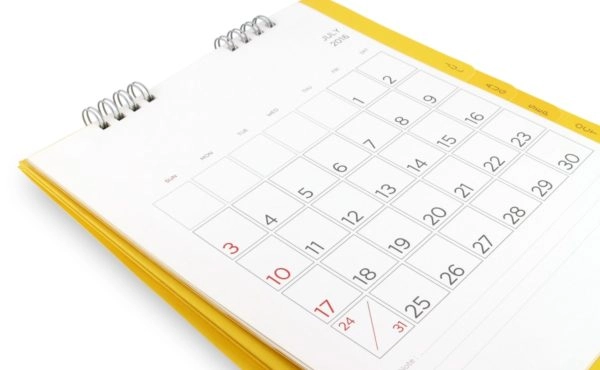 July 2016 calendar with yellow branding